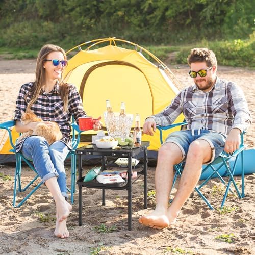 Titanker Folding Camping Table Small 2ft, Small Camp Table Portable with Side Racks & Storage Net, Folding Picnic Set, Portable Beach Table, Car Camping Essentials, Aluminum Light & Solid - Image 2