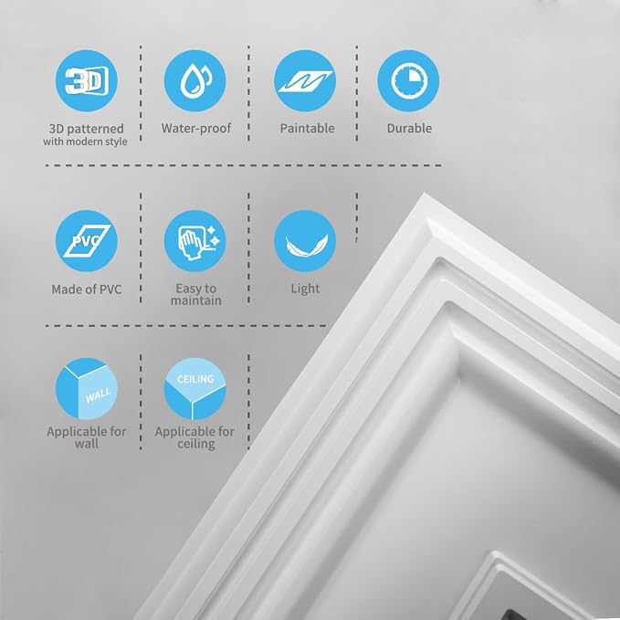 Art3d PVC Ceiling Tiles, 3D Plastic Sheet in White, 2 × 4 ft, 12-Pack | Lightweight, Waterproof, No Sag and Breakage, Compatible with Grid System, Perfect for Basement, Kitchen - Image 7