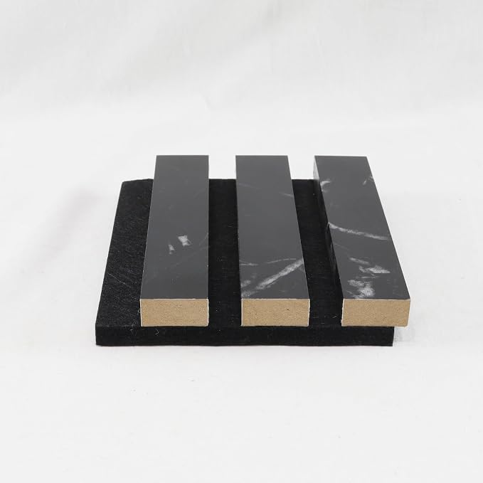 Wood Panels for Wall, 5.9"x4.7" Wood Slat Acoustic Panels | Soundproof Wood Slat Wall Panels for Noise Cancelling and Decoration, Living Room, Bedroom, Black Marble Sample - Image 4