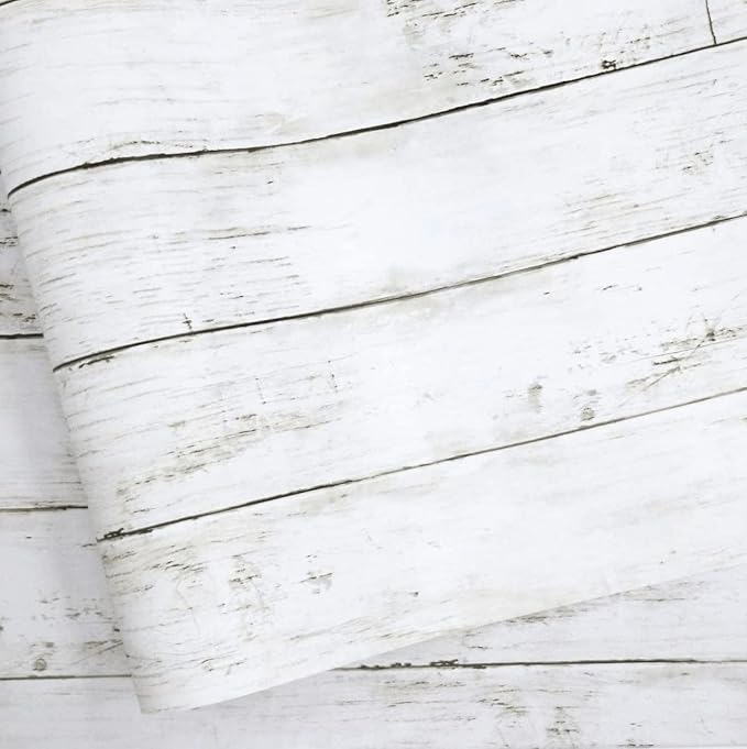 Shiplap Peel and Stick Wallpaper, Contact Paper for Classroom Home Decor | 35.4"x118" Removable Self-Adhesive White Wood Plank Film, Farmhouse Decor for Bulletin Board Desk Cabinet & Home Renovation by Abyssaly