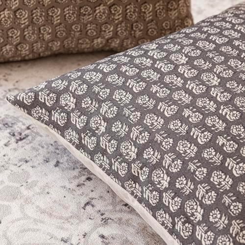 Foindtower Decorative Floral Print Throw Pillow Covers 22×22 Rustic Gray - Image 3