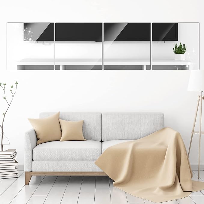 Tuanse 80 Pcs Flexible Plastic Mirror Sheets, Self-Adhesive, Rectangular, 6 x 6 Inch, for Home Decoration - Image 7