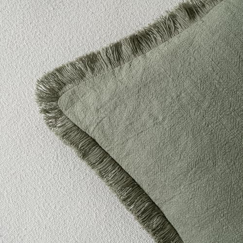 MIULEE Linen Decorative Euro Throw Pillow Covers Light Olive Green 28x28 - Image 3