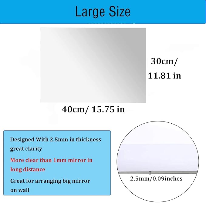 16" x 12" x 4Pcs Acrylic Mirror Sheets, Decorative Wall Mirrors - Image 2