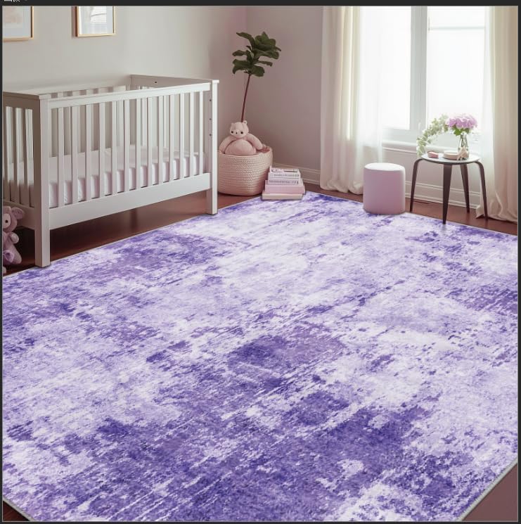 RELEANY Washable Square 8'x8' Area Rug for Living Room Purple - Image 6