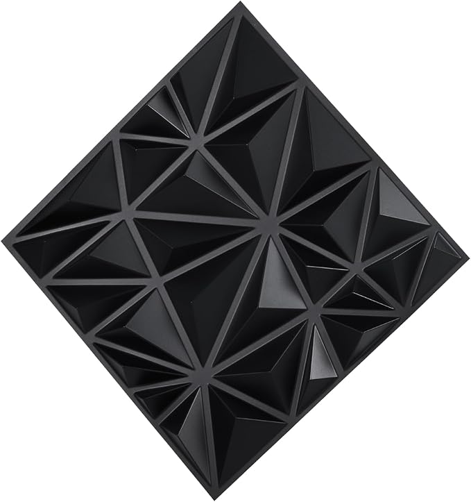 VEVOR 3D Wall Panels, 33-Pack 11.81 x 11.81 in PVC Modern Art Minimalist Diamond Tiles, 32 Sq.Ft Coverage Accent Wall Panel, Interior Home Decor for Ceiling, Bedroom, Living & Gaming Room, Matte Black - Image 9