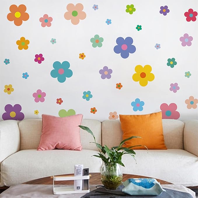 Arawat 9 Sheets Wall Stickers & Murals for Bedroom Living Room Bathroom Kitchen Flower Wall Decals Peel and Stick Floral Wall Decals Art Decor for Walls Boho Decorative Wall Stickers - Image 2