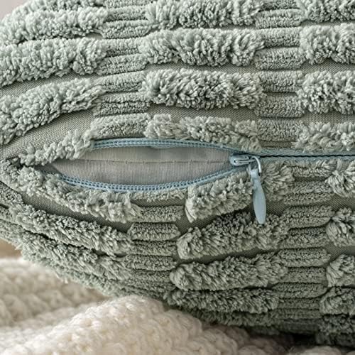 MIULEE Corduroy Decorative Throw Pillow Covers 12x12 Grey Green Pack of 2 - Image 3