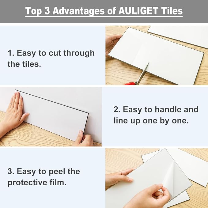 AULIGET 2-Piece Grey Shale Peel and Stick Backsplash Wall Tiles, 6" x 12" PVC Faux Stone Stick on Tiles for Backsplash Kitchen, Bathroom, Laundry Room, Camper, Fireplace - Image 7