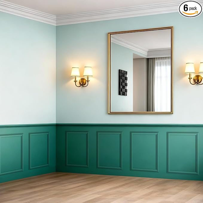 Colingmill Accent Wall Molding Kit Premade Panel,6set,16x24in | Wainscoting Panels, Peel and Stick, Wall Moulding, 3D, White, Pre Cut Picture Frame Trim, for Walls Home Decoration by Colingmill