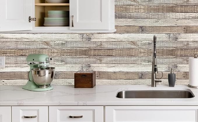 Yun-aeon Natural Wood-Grey Contact Paper Peel and Stick Wallpaper | 34.6"x 480"Self Adhesive Removable Vintage Faux Wood Wall Paper Plank Shelf Home Decoration Kitchen Counter Cover - Image 9