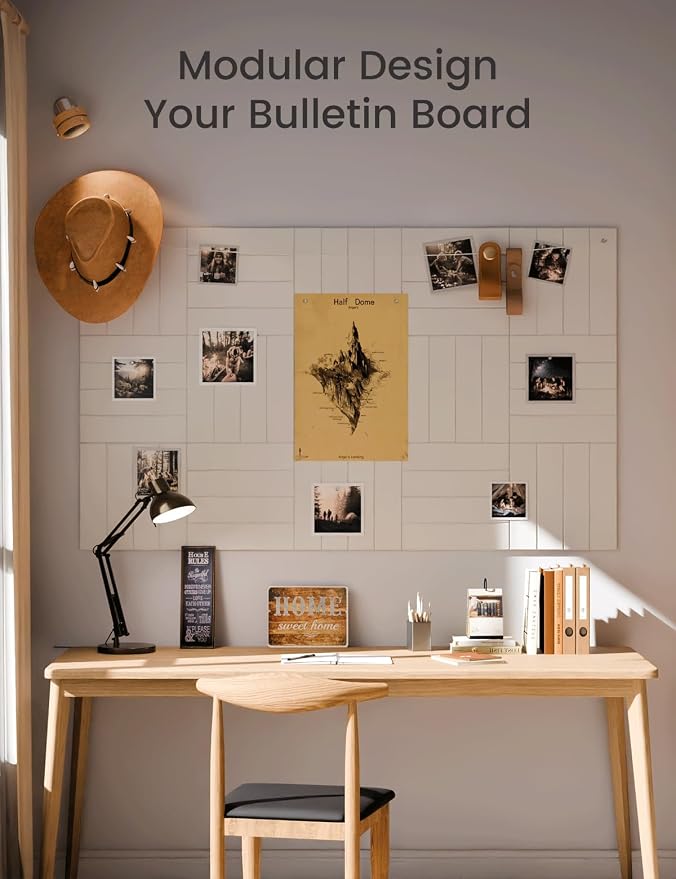 Fluxynara 48" x 36" Large Felt Bulletin Board, Milky White | 12 Pack Cork Board Alternative with 60 Safe Adhesive Tabs, Pin Boards for Wall Decor, Home, Office, Classroom,Dorm - Image 6