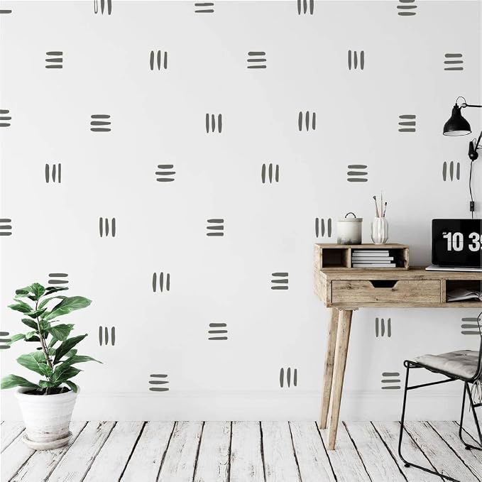 120Pcs Modern Line Wall Sticker Boho Nursery Decal (Grey) | Self Adhesive Vinyl, Removable Waterproof Murals, Minimalist Home Art, Ideal DIY Decor For Living Room YT5037 by YUHASIDE