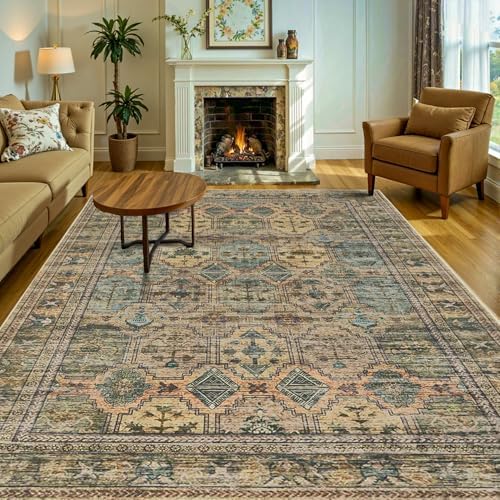Rugxara Brown 8x10 Area Rugs for Living Room Bedroom Large Washable Rug - Image 2