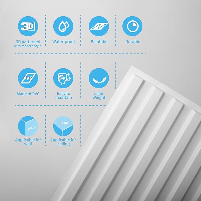 Art3d Fluted Slat 3D Wall Panels, Drop Ceiling Tiles, 12-Pack, White | 24" x 48" , Lightweight, Break-Proof, Compatible with Grid System, Ideal for Home, Commercial Spaces - Image 7