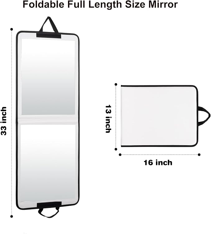 LPHUMEX White Foldable Full Length Mirror for Dance Bag, 33x13 Inch Portable Folding Body Mirror for Dance Travel Wedding Golf - Image 3