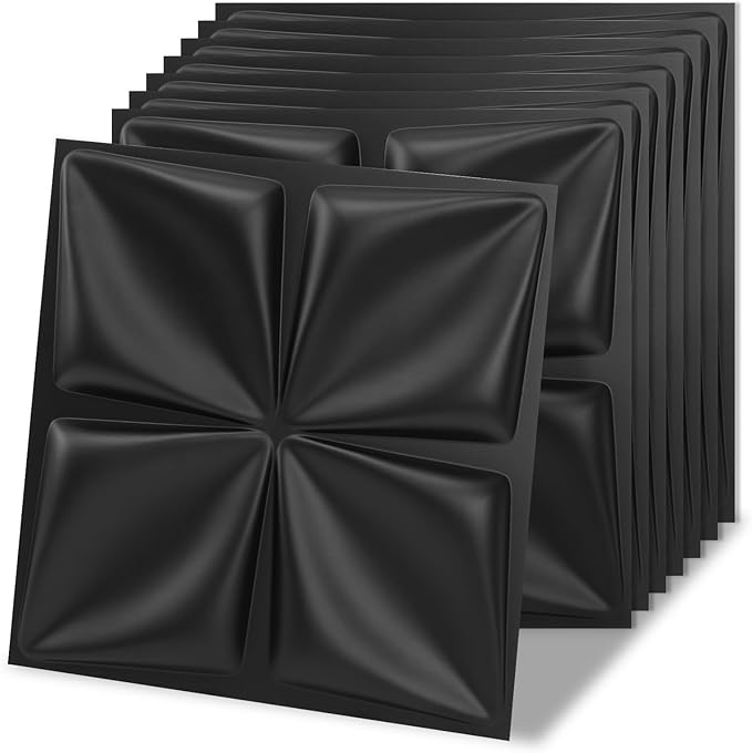 Art3d 20 Pack Decorative 3D Wall Panels, 19 Sq.Feet PVC Interior Wall Décor, 11.8"x11.8", Black by Art3d