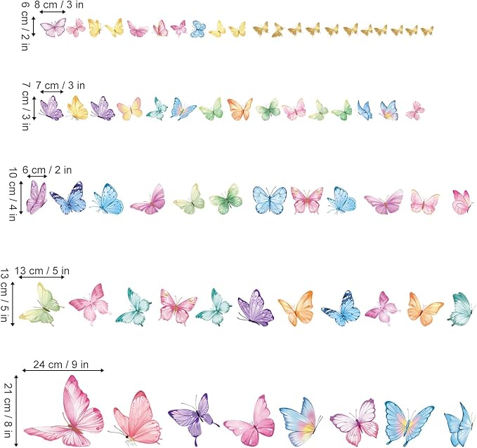 wondever Watercolor Butterfly Wall Decals Pink Butterflies Wall Stickers | Peel and Stick, Removable, Wall Art Decals, Wall Decoration, Kids Room, Girls Bedroom Baby Nursery Playroom Decor - Image 4