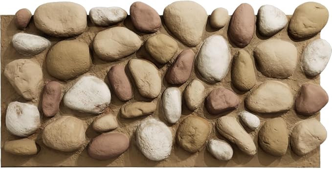 EverStone River Rock Faux Rock Panel, 49"W x 24 3/4"H x 3"D, Canyon Dune Color by EkenaMillwork