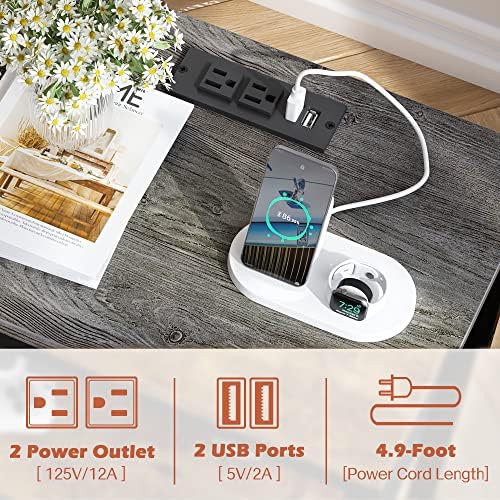SUPERJARE Nightstand Set of 2 with Charging Station, USB-C Port, End Tables - Image 5