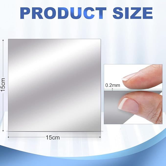 Tuanse 80 Pcs Flexible Plastic Mirror Sheets, Self-Adhesive, Rectangular, 6 x 6 Inch, for Home Decoration - Image 2