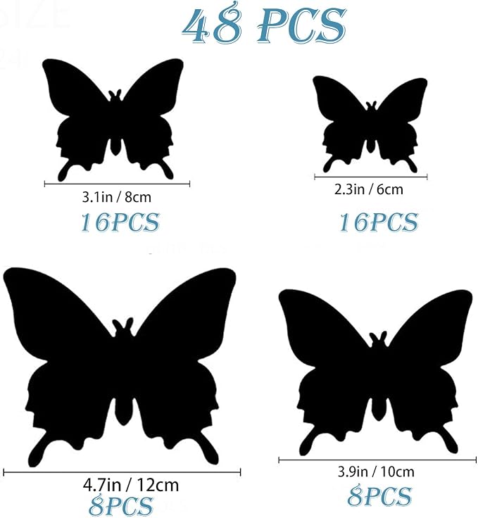 OPSEAM 3D Butterfly Wall Decor Butterfly Decorations Stickers with Magnets | 48 PCS Blue,12 Styles Double Layer Butterfly for Classroom Decoration,Locker Refrigerator, Reusable,Waterproof - Image 6