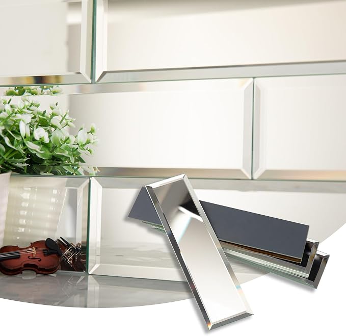 Lovdeco Mirror Tile, Beveled Subway Mirror Backsplash 3x12 Inch for Kitchen Bathroom Wall (20 Pcs, 5 SQ.FT.) by Lovdeco