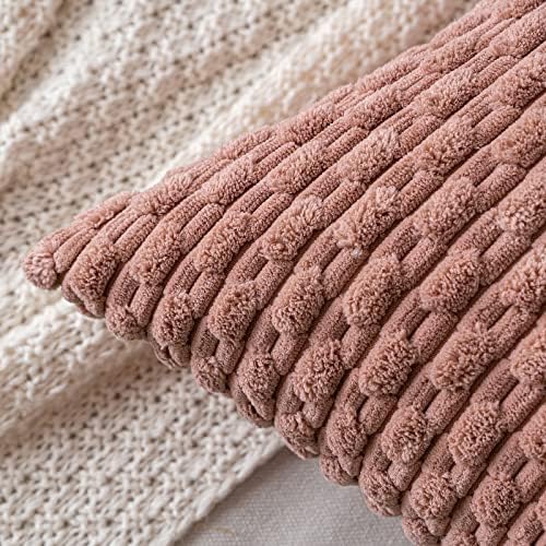 MIULEE Euro Sham Decorative Throw Pillow Covers 24x24 Blush Pink Corduroy - Image 2