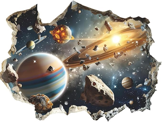 Quanhaigou 3D Galaxy Outer Space Wall Decals Stickers Wall Murals Wallpaper Decor for Home Floor Living Room (Universe Planet) by Quanhaigou