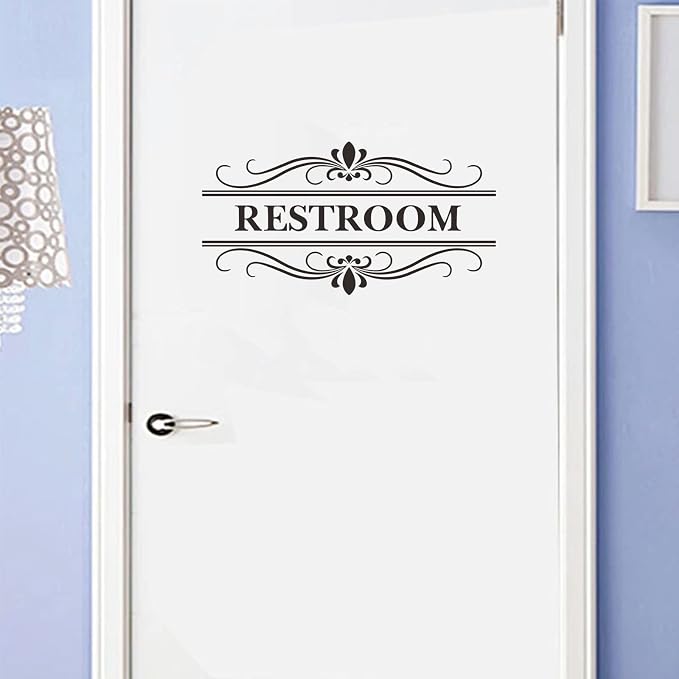 Restroom Sign Wall Decal Vinyl Stickers | Removable, Cute Art Design, DIY Sticker Mural, For Restroom Bathroom Washroom WC Toilet Door Decoration - Image 4