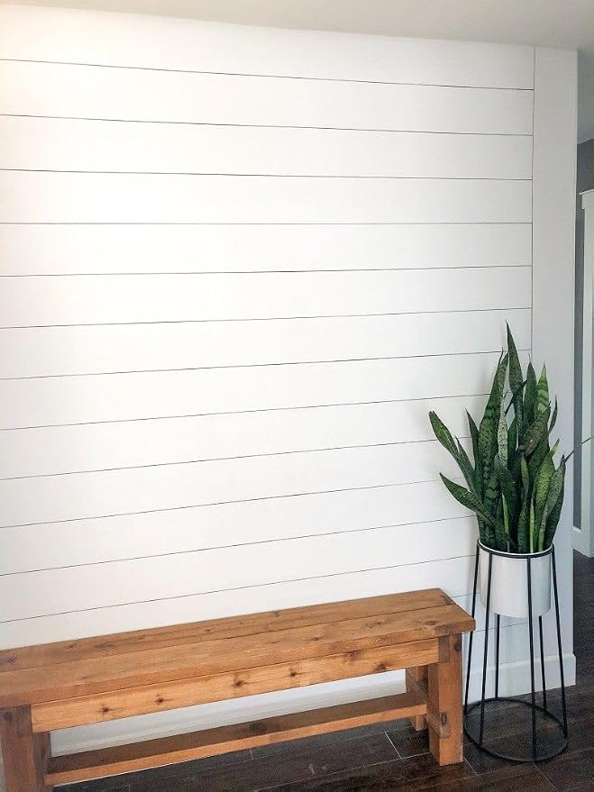 Real Wood Wall Planks-5" White Shiplap Panel Peel and Stick 10Pack 12.5SqFt | 5in wide solid wood shiplap planks-easy DIY wall shiplap panels Perfect for accent wall,backsplash,bedroom, living room - Image 8