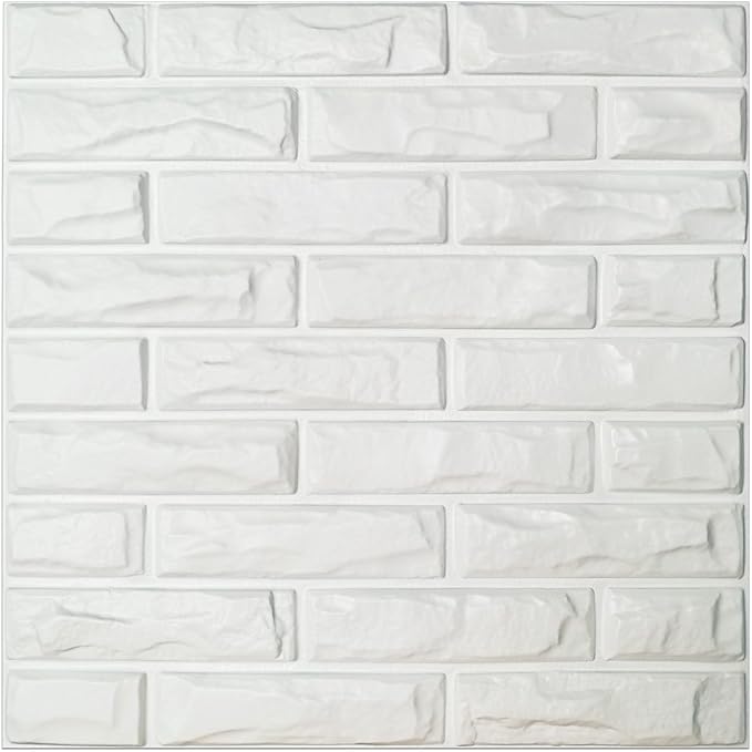 Art3d 19.7" x 19.7" (Pack of 12) Wall Panel Brick, White by Art3d