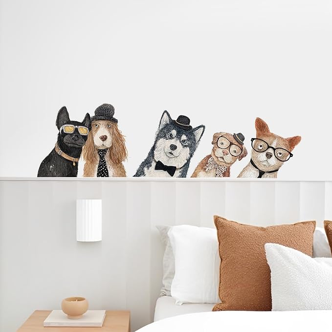 Funny Dog Wall Decals Sticker – Peeking Pet Friends Door Wall Decor, Removable Peel and Stick Vinyl Animal Wall Art for Bedroom, Living Room, Entryway, Closet, Home Decoration - Image 5
