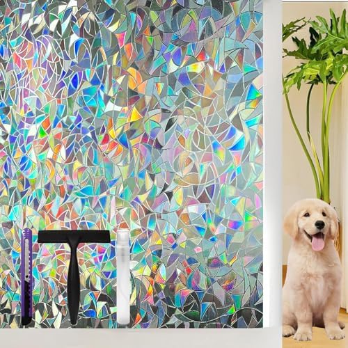 Window Privacy Film Stained Glass Rainbow 17.5 x 118.1 inches by ZHMRROAD