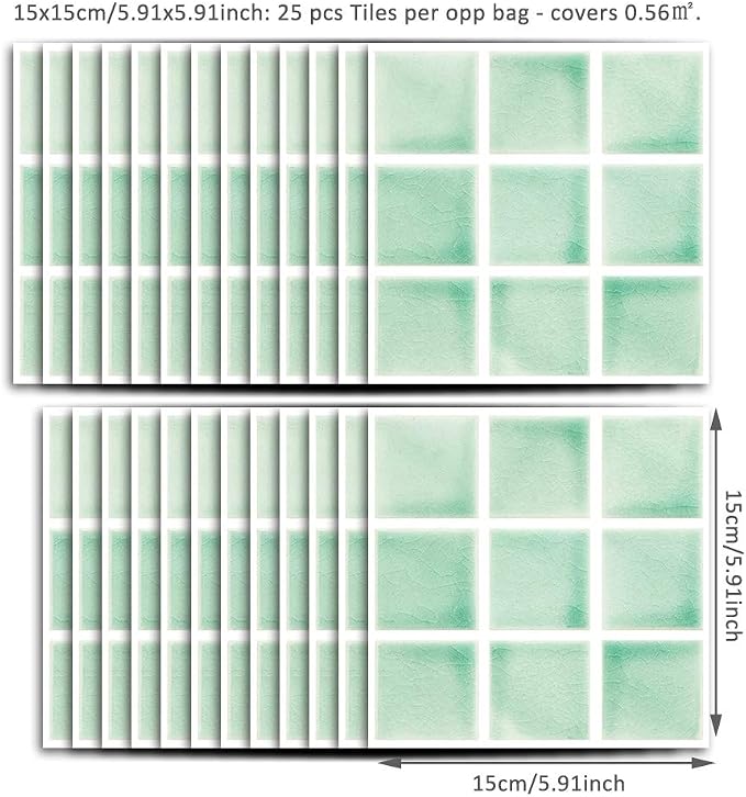 Alwayspon 25 Pcs Self-Adhesive Tile Transfer for Home Decor, Peel and Stick Tile Decal, Water-Proof Backsplash Wall Tile Sticker for Kitchen Bathroom, 6x6inch - Image 7