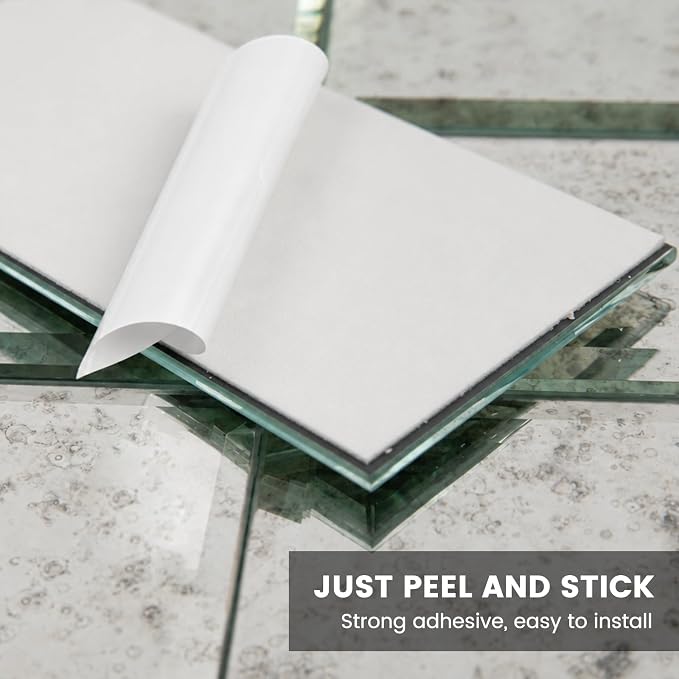 Peel and Stick Light Antique Mirror Subway Tile 3 x 6 Inch Beveled Mirror Tiles for Kitchen Backsplash Bathroom Wall （40 Pcs） - Image 4