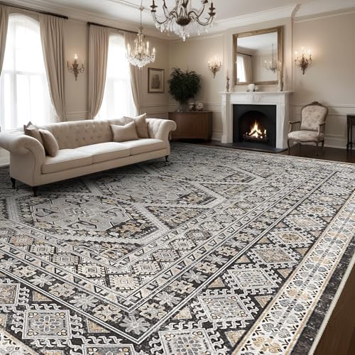 Large Area Rug 10x14 Non-slip: Washable Rug for Living Room Floor Black - Image 2
