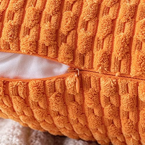 MIULEE Fall Decorative Throw Pillow Covers 20x20 Orange Textured Corduroy - Image 3