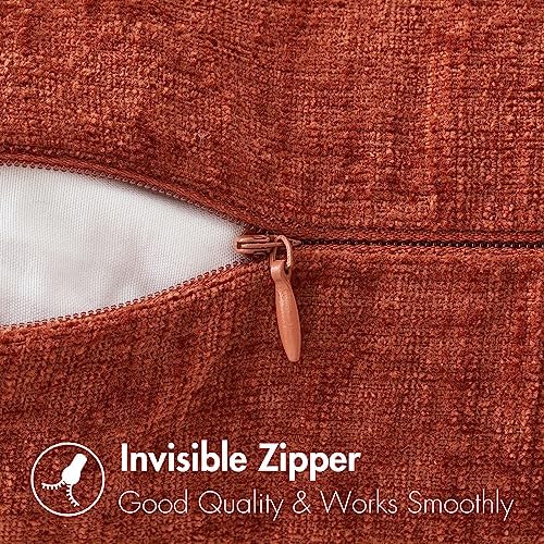 MIULEE Soft Chenille Fall Lumbar Throw Pillow Covers Burnt Orange 12x20 - Image 5