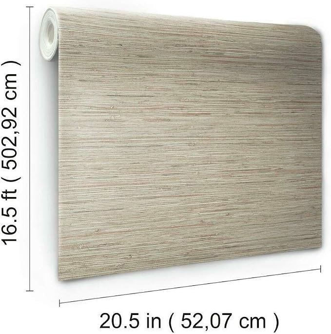 RoomMates RMK11560WP Pink and Taupe Faux Grasscloth Non-Textured Peel and Stick Wallpaper,Pink & Taupe, Roll - Image 3