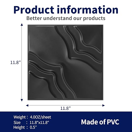 Art3dwallpanels 3D Wall Panels, 33 Pack, 12x12 Inch, Black | Modern Raised 3D PVC Wall Tiles for Interior Wall Decor, 2 Different Effects, Easy DIY Mount for Residential and Commercial - Image 3
