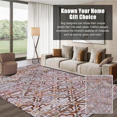 RUGSURE Washable Area Rugs, 9' x 12' - 1/6 Thick - Stain & Water Resistant Non-Slip - Perfect Resistant Rug for Living Room, Bedroom, Nursery, Pet & Child Friendly, Vibrant Colors Rugs, Purple - Image 3