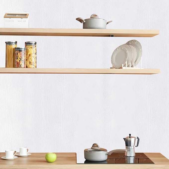 Arthome Peel and Stick Wallpaper - White Wood Contact Paper - White Wallpaper - Self-Adhesive, Removable and Waterproof for Cabinet, Countertop (17"x393") - Image 3
