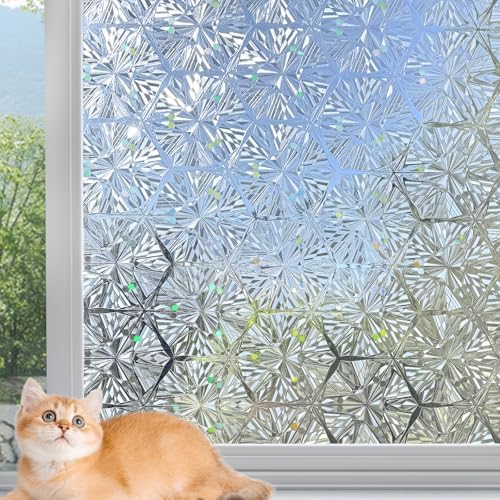 KESPEN Window Privacy Film Stained Rainbow Glass Cling, 35.4In X 6.5Ft by KESPENWINDOWFILMS