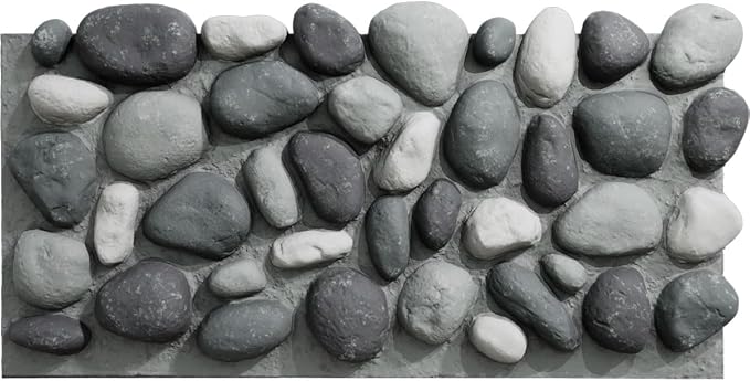 EverStone River Rock Faux Rock Panel, 49"W x 24 3/4"H x 3"D, Azure Stone Color by EkenaMillwork