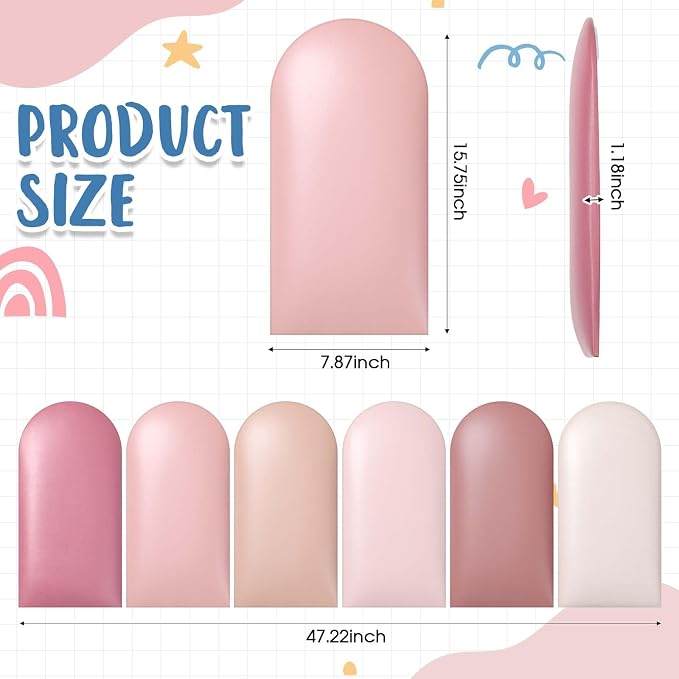 Jetec 6 Pcs Kids Wall Padding Panels, 1.18 Inch Thick Foam Wall Protector, 15.75 x 7.87 Inch Soft 3D Pink Safety Panels for Nursery & Playroom - Image 2