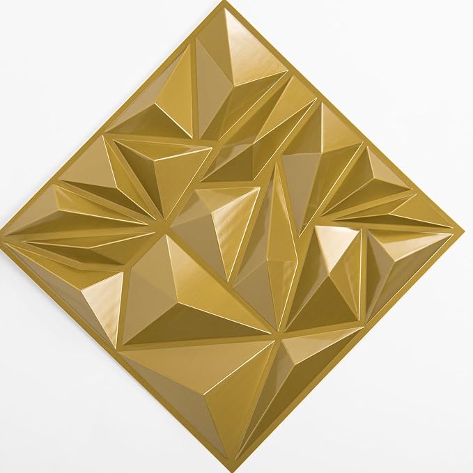 Art3d 33-Pack Modern Diamond Textured 3D Wall Panels, 12 x 12 in, Gold | Light PVC, Waterproof, Scratch Proof, Decorative Wall, Ideal for Home, Office & Commercial Spaces - Image 7