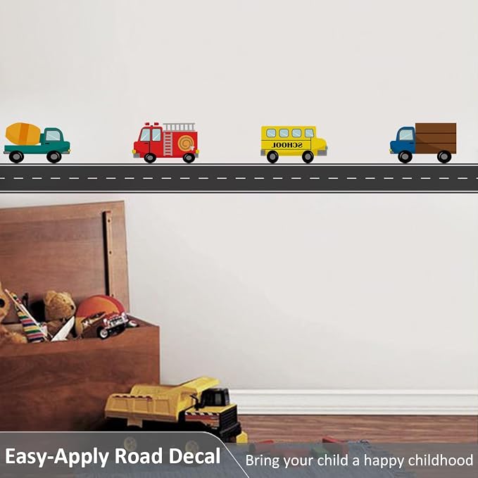 Wall Border Road Stickers Street Nursery Decor Boys Bedroom Decals Vehicle Removable Wallpaper Kids Room Vinyl Murals DIY Cute Decorations - Image 3