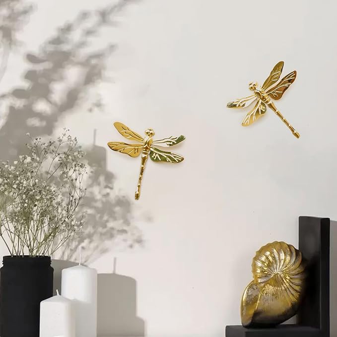 12Pcs Gold Wall Decor, 3D Dragonfly with Removable | Refrigerator Magnets Stickers Decor, Birthday Party Decorations, for Home, Bathroom, Living Room - Image 6