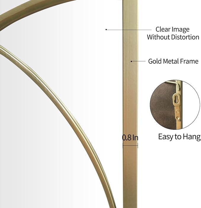 Gold Rectangle Wall Mirror with Metal Frame,Decorative Wall Mirror Set,Hanging Mirrors for Living Room Bedroom Bathroom Entryway,Pack of 2 16"X32" - Image 3